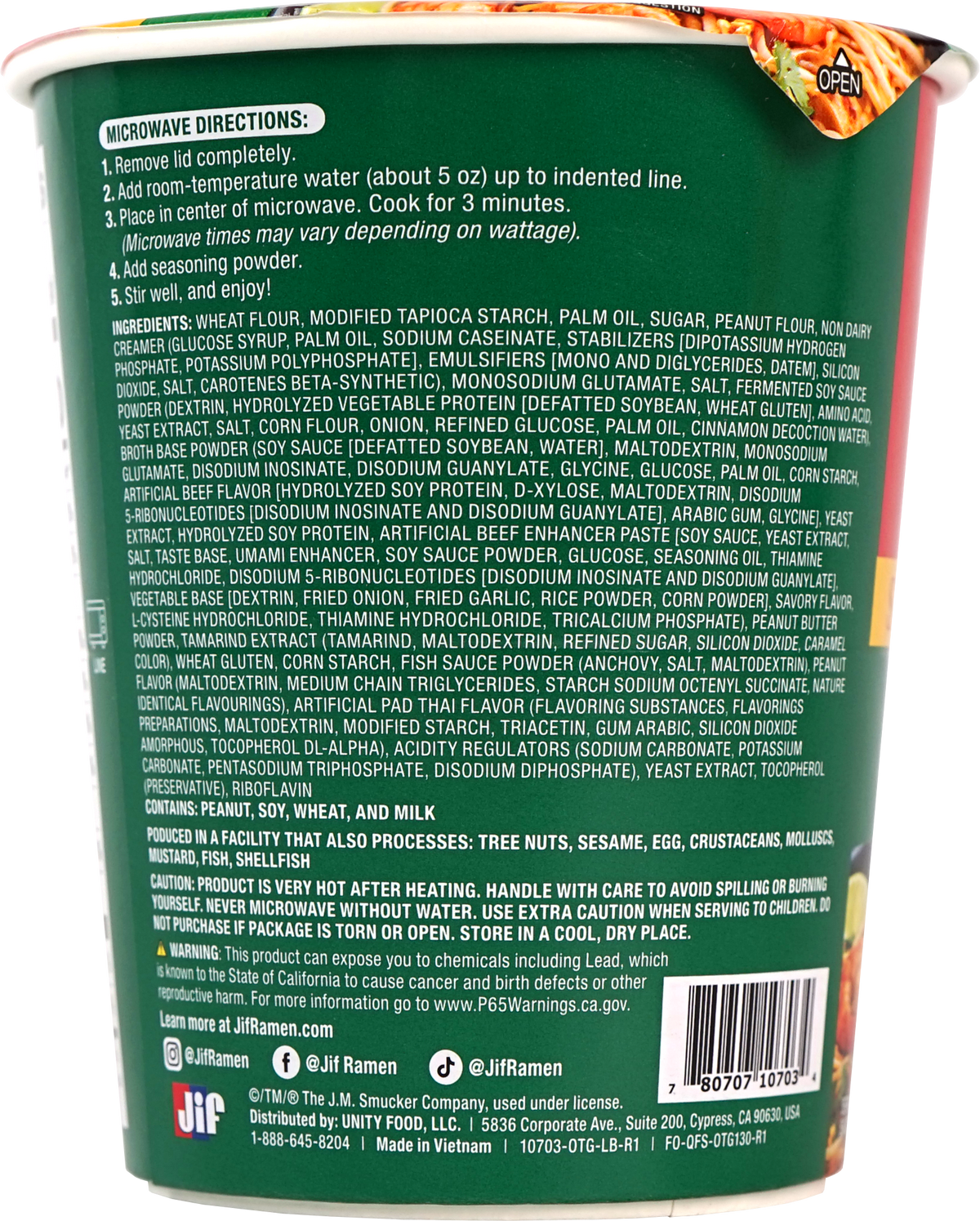 Jif™ Stir-Fry Style Noodles, Pad Thai Flavored - Microwavable Cup, 2.65 oz. (75g), 6-Pack