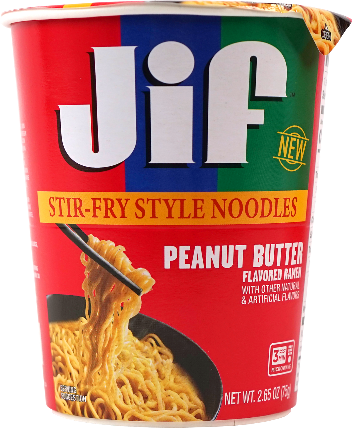 Jif Stir-Fry Style Noodles, Peanut Butter Flavored - Microwavable Cup, 2.65 oz. (75g), 6-Pack